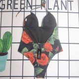 Summer Beach Padded Printed Halter One Piece Swimwears