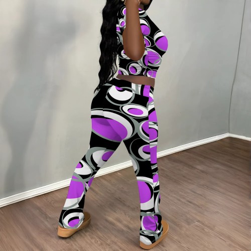 1 Piece Custom Casual Print Short Sleeve Pant Set