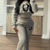 Autumn/Winter Sports Long-Sleeved Top Straight Pants Two Piece Set