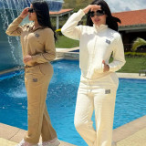 Casual Embossed Embroidery Fashion Two-piece Pant Set