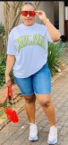 Cotton Short Sleeve Round Neck Printed T-shirt