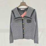 Autumn/winter Lapel Color Matching Knitted Cardigan