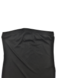 Sexy Solid Color Slim Strapless Pit Women's Two-Piece Outfits