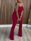 Sexy Solid Color Slim Strapless Pit Women's Two-Piece Outfits