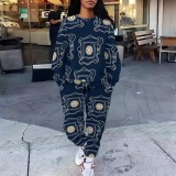 1 Piece Custom Casual Print Long Sleeve Sweatshirt Sweatpant Two Piece