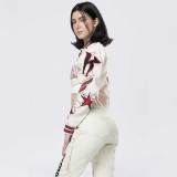 Embroidered Ribbed Single Breasted Baseball Jacket Cropped Varsity Jacket