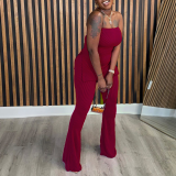 Sexy Solid Color Slim Strapless Pit Women's Two-Piece Outfits