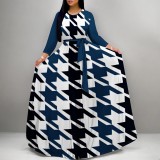 1 Piece Custom Casual Print Long Sleeve Big Swing Dresses