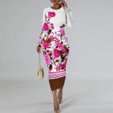 1 Piece Custom Casual Print Long Sleeve Mid Dresses