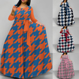 1 Piece Custom Casual Print Long Sleeve Big Swing Dresses