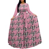 1 Piece Custom Casual Print Long Sleeve Big Swing Dresses