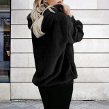 Clothing Women Long Hooded Tops Solid Warm Casual Fleece Outfit