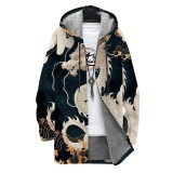 Casual Men's Printed Hooded Fleece Jacket