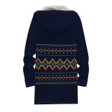 Casual Men's Printed Hooded Fleece Jacket