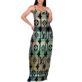 1 Piece Custom Casual Print Straps Long Dresses