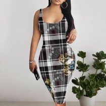 1 Piece Custom Casual Print U Neck Sleeveless Midi Dresses