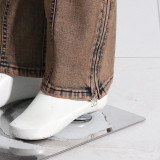 Fashion Casual Patchwork Multi-pocket Harmonica Jeans