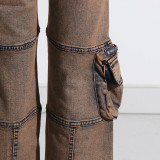 Fashion Casual Patchwork Multi-pocket Harmonica Jeans