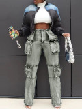 Fashion Casual Patchwork Multi-pocket Harmonica Jeans