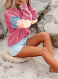 Casual Long Sleeve Color Block Sweatshirt Crew Neck Pullover Tops