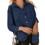 Autumn Fashion Lapel Loose Single Breasted Long Sleeve Cardigan Shirt