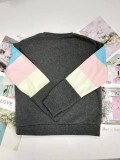 Casual Long Sleeve Color Block Sweatshirt Crew Neck Pullover Tops