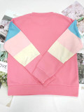 Casual Long Sleeve Color Block Sweatshirt Crew Neck Pullover Tops