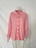 Women's POLO Collar Waffle Knitted Shacket Button Down Shirts