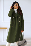 Double Breasted Woolen Coat Notched Collar Winter Long Jacket Outerwear
