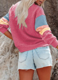 Casual Long Sleeve Color Block Sweatshirt Crew Neck Pullover Tops