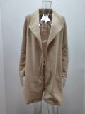 Solid Color Belted Wrap Wool Coat for Women