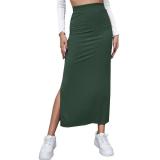 Women's Casual Split Side Rib Knit Long Pencil Skirt