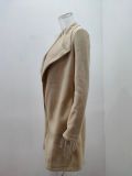 Solid Color Belted Wrap Wool Coat for Women