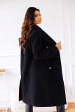 Double Breasted Woolen Coat Notched Collar Winter Long Jacket Outerwear