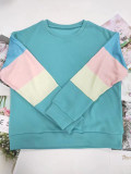 Casual Long Sleeve Color Block Sweatshirt Crew Neck Pullover Tops