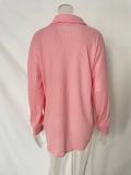 Women's POLO Collar Waffle Knitted Shacket Button Down Shirts