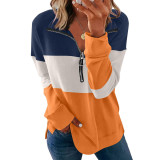 Women Colorblock Sweatshirt Plain Bagggy Matching Tops Fall Clothes