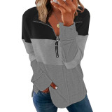 Women Colorblock Sweatshirt Plain Bagggy Matching Tops Fall Clothes