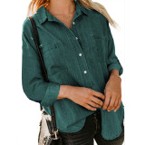Autumn Fashion Lapel Loose Single Breasted Long Sleeve Cardigan Shirt