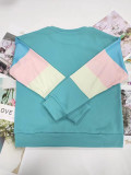 Casual Long Sleeve Color Block Sweatshirt Crew Neck Pullover Tops