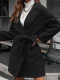 Ladies Lapel Button Belt Jacket