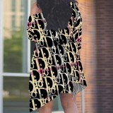 1 Piece Custom Casual Print Plus Size Sloping Shoulders Short Set