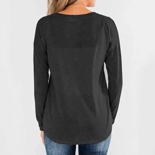 Women's Plus Size V Neck Button Tee Oversized T-Shirts Tunic Tops