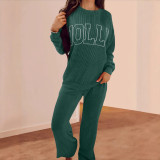 Fiery Red JOLLY Corded Long Sleeve Top and Pockets Pants Set