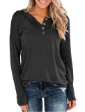 Women's Plus Size V Neck Button Tee Oversized T-Shirts Tunic Tops