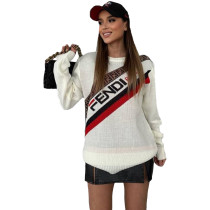 Soft Round Neck Sweater all-Pullover Long Sleeve Jacquard Knitted Top