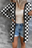 Checkered Button Up Long Cardigan