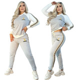 Simple Embroidered Sweatshirt Casual Long Sleeve Pants Sportswear Set