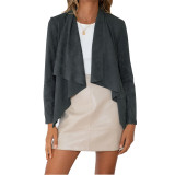 Solid Long Sleeve Flowy Draped Crop Coat Top Casual Loose Jacket Outwear