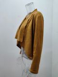 Solid Long Sleeve Flowy Draped Crop Coat Top Casual Loose Jacket Outwear